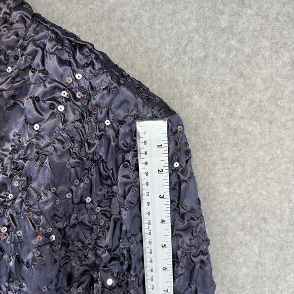 Adressing Jacket Womens Large Gunmetal Gray Sequin Crinkle Embellished Full Zip - Picture 13 of 14